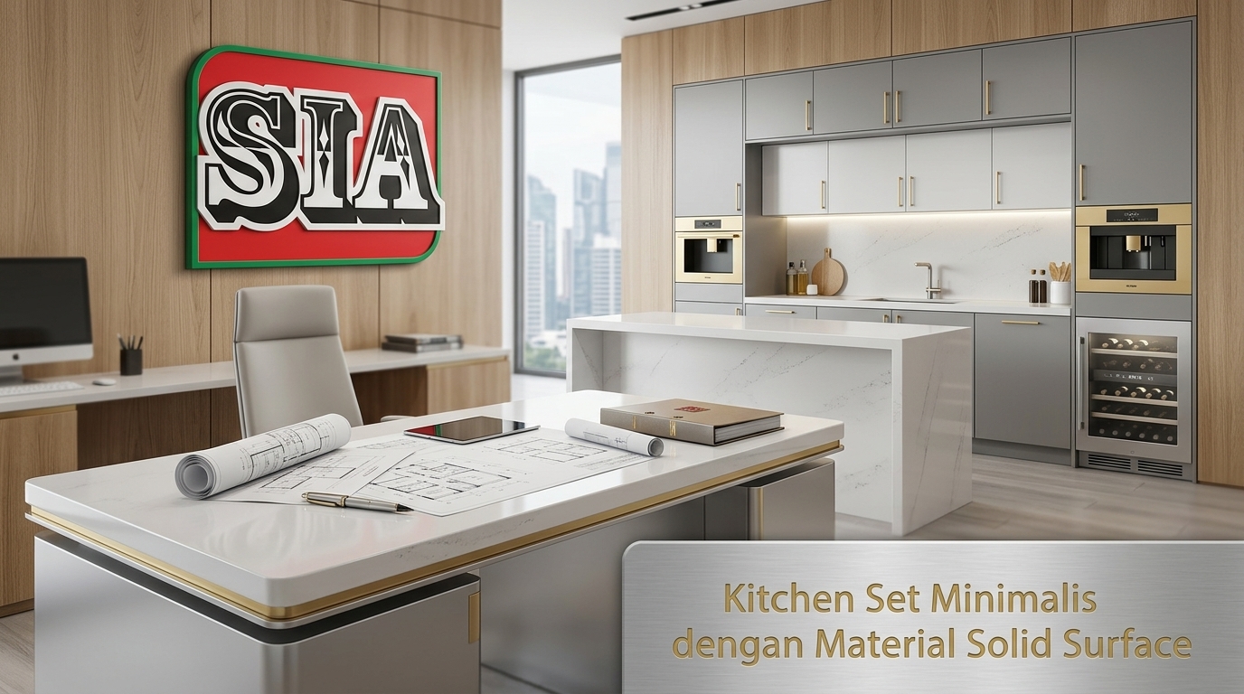 Kitchen Set Minimalis dengan Material Solid Surface