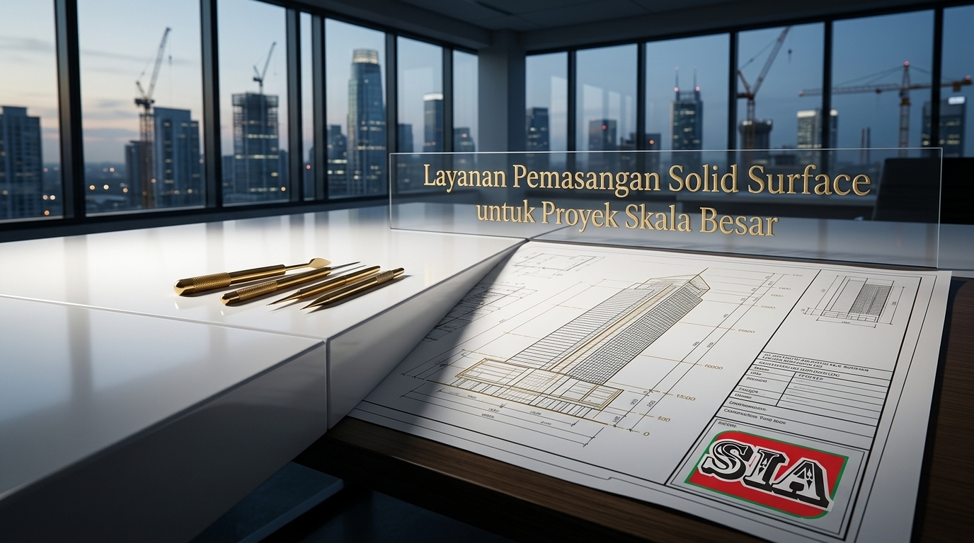 Hasil akhir pekerjaan pemasangan solid surface untuk interior mewah dan higienis