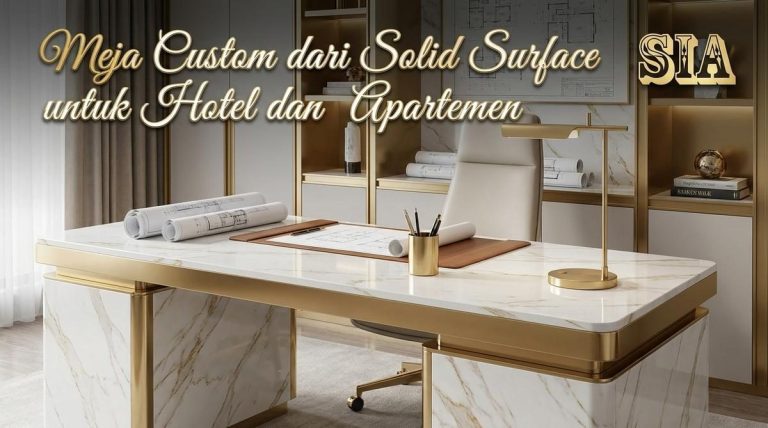 Meja Custom dari Solid Surface untuk Hotel dan Apartemen