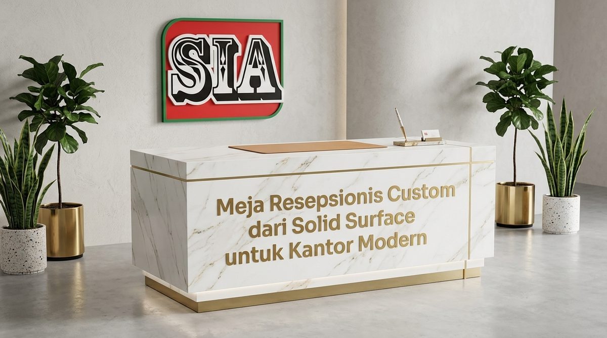 Meja Resepsionis Custom dari Solid Surface untuk Kantor Modern