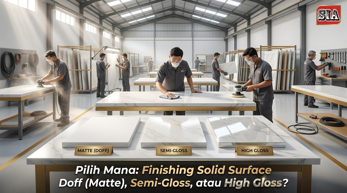 Pilih Mana: Finishing Solid Surface Doff (Matte), Semi-Gloss, atau High Gloss?