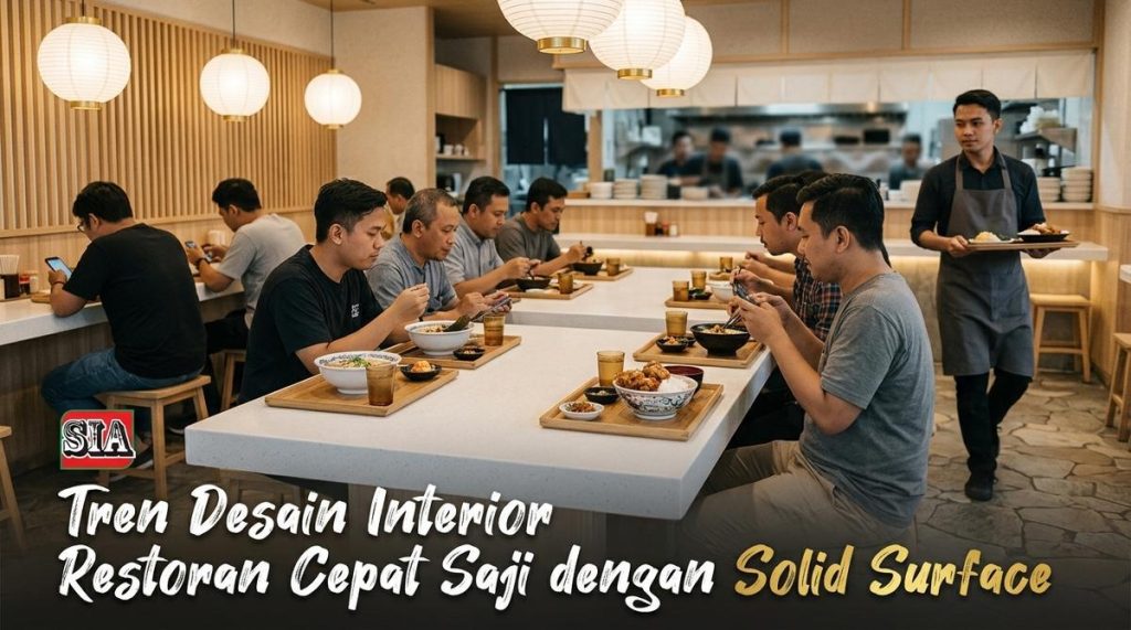 meja restoran solid surface Gambar 1